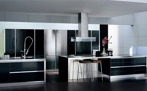 Серебряная кухня модерн Bontempi cucine Area