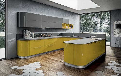 Кухня в современном стиле желтая недорого Home Cucine Lucenta