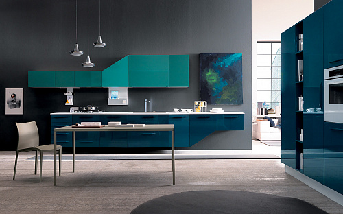 Синяя кухня в стиле модерн Febal Alicante