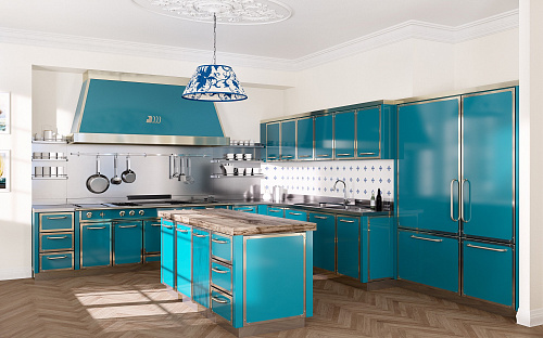 Голубая кухня в стиле модерн De Manincor Saint Tropez