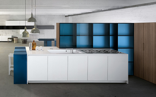 Синяя кухня премиум Key cucine Glas